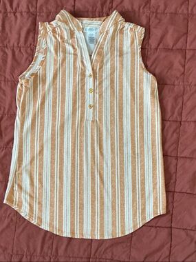Sleeveless Striped V-Neck top - yellow/white